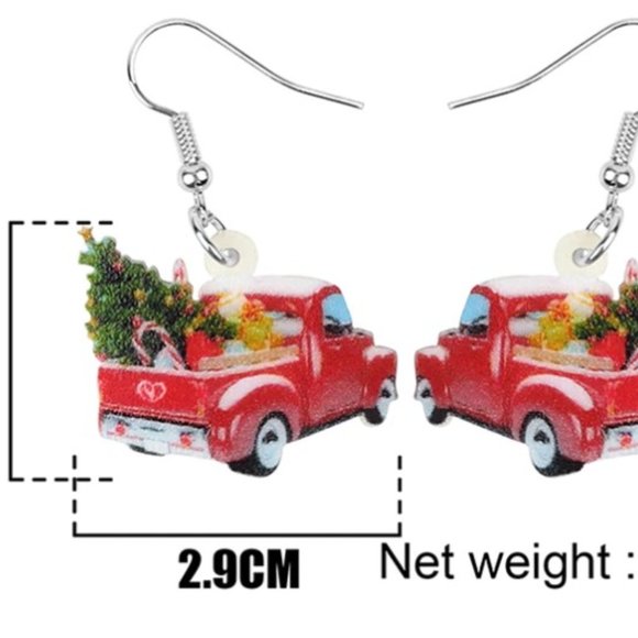 Red Truck Christmas Earrings - Picture 3 of 3